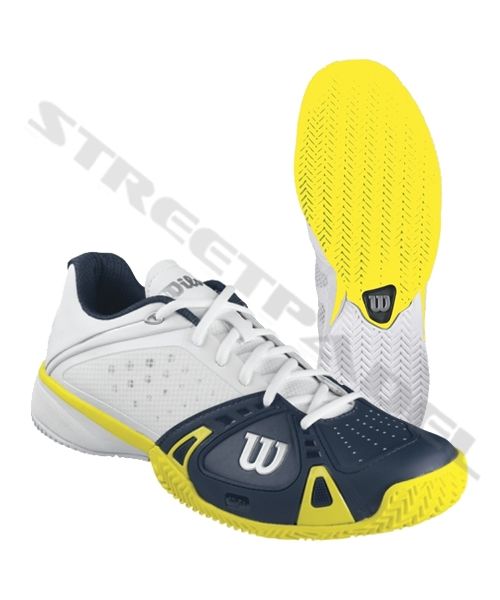 Zapatillas Wilson Rush Pro CC Blanco Azul y amarillo