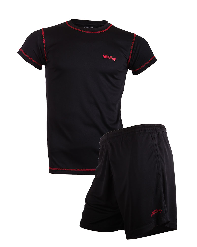 CONJUNTO PADEL SESSION CAMISETA Y PANTALÓN NEGRO - VETEMENTS DE PADEL HOMME