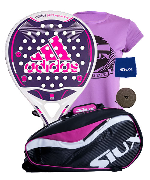 PACK ADIDAS DRIVE Y PALETERO SIUX Packs de pádel femeninos.